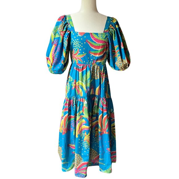 Anthropologie FARM Rio Tropics Tiered Midi Dress Size M EUC - Picture 2 of 7